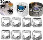 10Pcs Aluminium Stove Disposable Cover, Gas Burner Bib Liners Stove Cover, Cleaning Pad Mat Kitchen