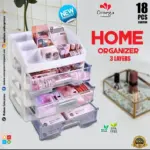 Home Organizer 3 Layer 3 Tier Cosmetic Jewelry Organizer Box Size:29*25*19cm - Image 5
