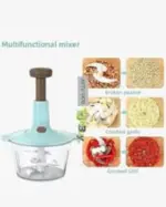 1.5 litre, 4 blades manual hand chopper with FOUR blades and egg mixer (doubles as salad mixer), multipurpose manual chopper, kitchen essential, lockable and space saving chopper and grinder, your kitchen partner, manual mince chopper, vegetable grinder - Image 4