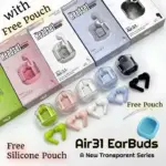 EARBUDS AIR 31 AIRPODS WIRELESS EARBUDS WITH CRYSTAL TRANSPARENT CASE WITH TYPE SOFT SILICONE POUCH WITH C CHARGING |EARBUDS BLUETOOTH 5.3 | NEW MODEL AIR 31 - Image 4