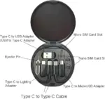 Multifunctional USB Data Cable Set, Storage Box with Multi USB Charging Adapter Cable Kit Micro USB A Type C Lighting, Charging and Data Transfer Cable Kit, Card Storage, Tray Eject Pin. (Midblue) - Image 6