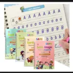 Preschool Reusable 4 Magic Books 1 magic pen 10 refills kids practice books