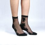 10 Pairs Skin Black Socks Bamboo Female Short Embroidered floral Lace Velvet Socks Women Thin Hosiery Transparent Silk Socks - Image 2