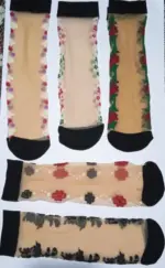 Pack of 4 Ladies Ankle Short Skin or Black Socks Silk & Cotton Lace Ultra-Thin - Image 4