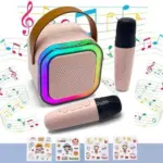 Karaoke Machine with Dual Microphone Bluetooth Speaker Outdoor Party Singing Bluetooth Speaker Portable Sub woofer Microphone Stereo Sound RGB Light 1200MAh Battery Outdoors Wireless Speaker Rechargeable - Image 4