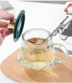 2 mug sets Premium 400ml Crown Glass Mug – Clear Coffee & Tea Cup with Crown Cover and Stainless Steel Spoon (Two packages) - Image 7