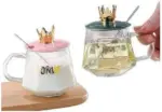 2 mug sets Premium 400ml Crown Glass Mug – Clear Coffee & Tea Cup with Crown Cover and Stainless Steel Spoon (Two packages) - Image 2