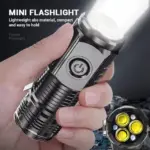 Mini Portable Outdoor Flashlight LED Flashlights High Lumens Three Eyed Rechargeable Lightning For Outdoor - Image 4