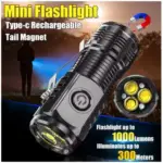 Mini Portable Outdoor Flashlight LED Flashlights High Lumens Three Eyed Rechargeable Lightning For Outdoor