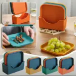 10Pcs Multi-function Spit Bone Plate Set Dish Household Food Grade Plastic Spit Bone Dish Round Plate Square Set Dining Table Garbage Plates Small Plates Snakes Plate for Snacks - Image 3