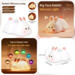 Cute Silicone Rabbit LED Night Light Lamp – USB Rechargeable Touch Lamp Color Changer