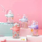 Baby dolphin Water Bottle Car Fountain Whale Children Cup Baby Feeding Bottle Straw sipper Water Cup Outdoor Portable Cup with Straw 280ml - Image 2