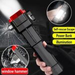 TORCH Multifunction Hammer Portable Led Flashlight Rechargeable LED Hammer Torch Flashlight,Car Emergency Tool with Window Breaker,Cutter