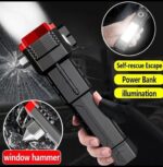 TORCH Multifunction Hammer Portable Led Flashlight Rechargeable LED Hammer Torch Flashlight,Car Emergency Tool with Window Breaker,Cutter