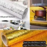 Self Adhesive Silver Golden Aluminium Foil Sticker Sheet Roll for Kitchen - Oil Proof Waterproof Aluminium Sheet