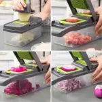 Multifunctional 14 in 1 Vegetable Chopper Slicer, Food Chopper with 8 Blades, chopper and Container for Salad, Onion Chopper, Veggie Slicer, Cutter Dicer, Potato Carrot Garlic Chopper, Kitchen Gadget, Easy-to-Clean Vegetable Dicer, Efficient Food ,chopper
