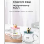 2 mug sets Premium 400ml Crown Glass Mug – Clear Coffee & Tea Cup with Crown Cover and Stainless Steel Spoon (Two packages) - Image 3