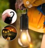 Rechargeable LED Bulb Light with Type-C Fast Charging, 3 Light Modes High Low SOS, Hanging Hook, Portable Emergency Light for Camping, Tent, Hiking & Home