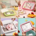At-Home Ice Cream Maker Kit, Rolled Ice Cream Machine Including Instant Freeze Tray& 2 Scrapers, Ice Cream Tray