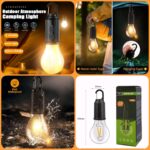 Rechargeable LED Bulb Light with Type-C Fast Charging, 3 Light Modes High Low SOS, Hanging Hook, Portable Emergency Light for Camping, Tent, Hiking & Home - Image 2